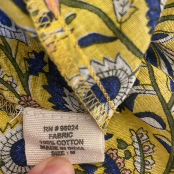 Jennifer & Grace women’s medium top blouse Floral Yellow blue white peplum - Picture 7 of 8